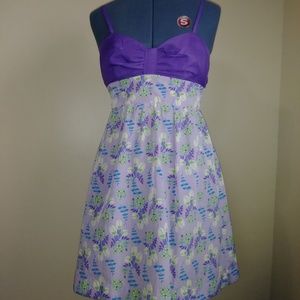 Spaghetti-strap Purple & Floral BabyDoll Dress